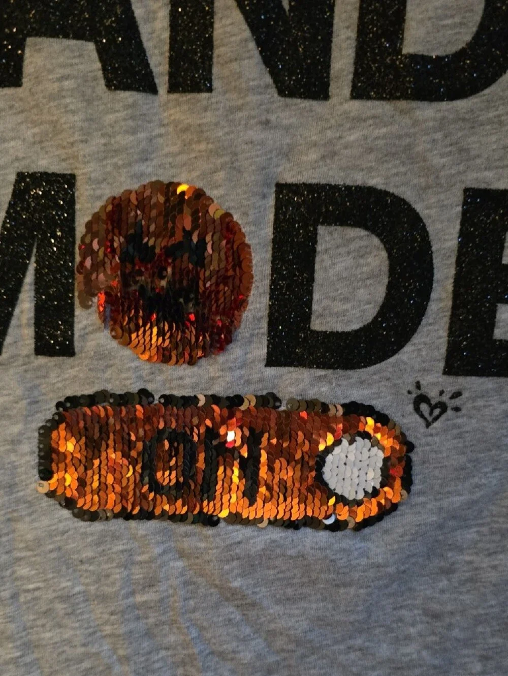 Justice Gray 'Candy Mode' Short Sleeve Halloween Tee with Orange Sequin Detail